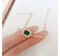 Luxury Emerald Zircon Tennis Bracelet, Elegant Dainty Gold Bracelet, High End Minimalist Women Jewelry