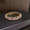 Gold Pink Crystal Luxury Bangle Bracelet