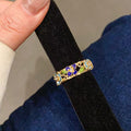 18K Gold Plated Vintage Enamel Flower Open Ring Luxury Retro Statement Index Finger Ring