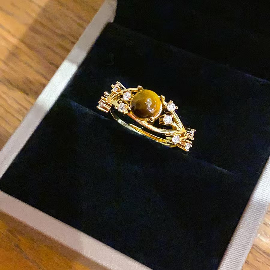 14K Gold Plated Colorful Square Zircon Open Ring Luxury Stackable Statement Finger Ring