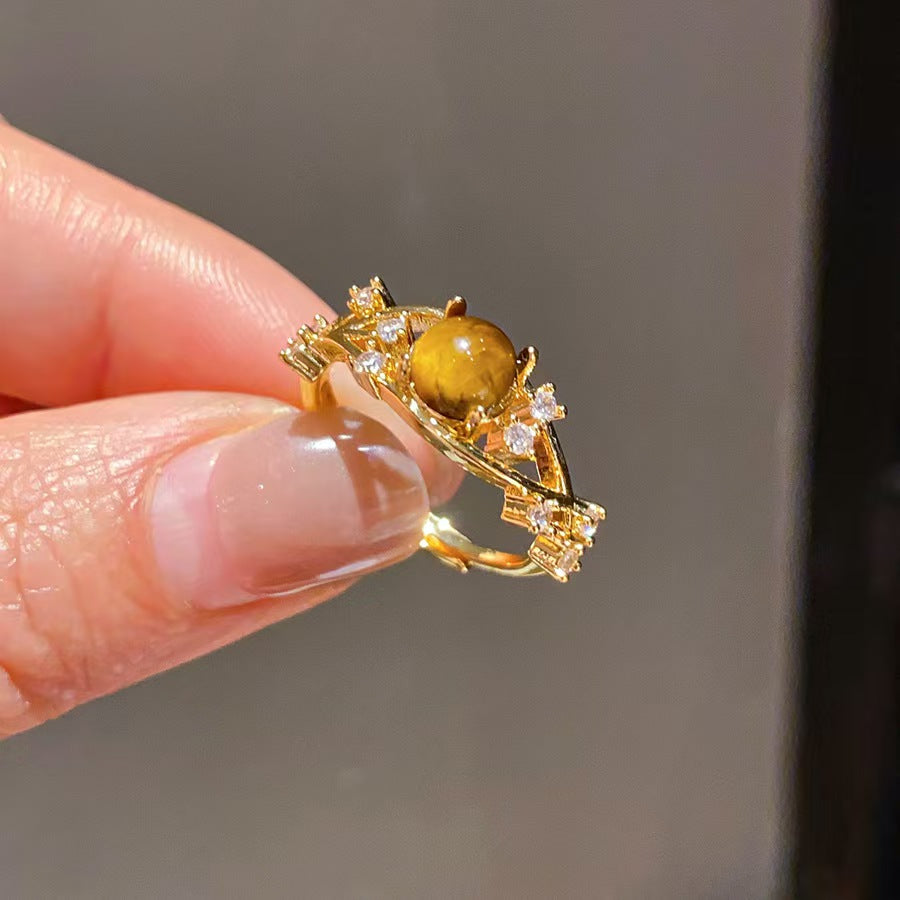 14K Gold Plated Colorful Square Zircon Open Ring Luxury Stackable Statement Finger Ring