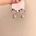 Pink Cherry Blossom Pearl Drop Earrings