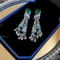 Luxury Emerald Crystal Tassel Drop Earrings